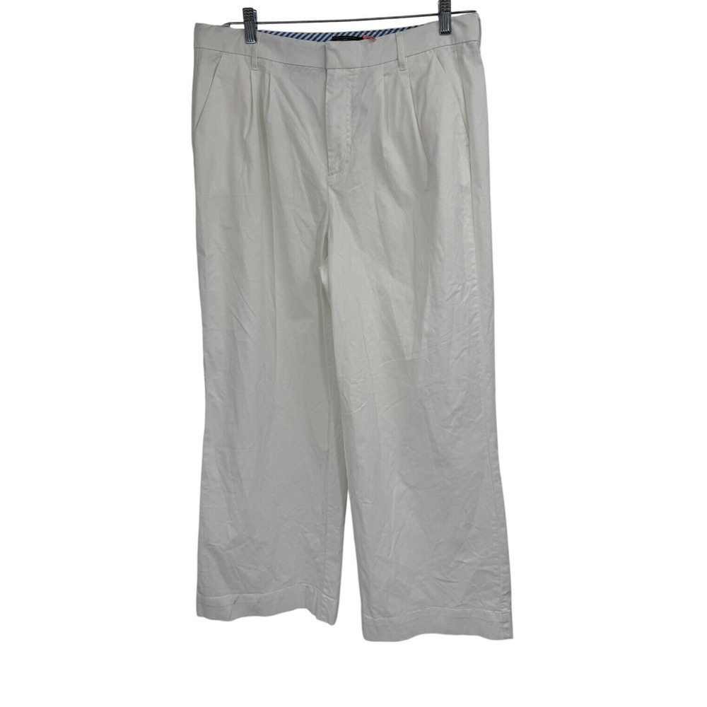 Women‎ Vineyard Vines Pleated Wide Leg High Waisted Chino White Pants NWT Sz 14